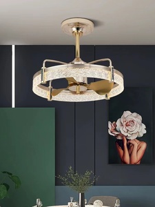 <span class=keywords><strong>Ventilateur</strong></span> de plafond <span class=keywords><strong>LED</strong></span> doré rétro style crème français avec télécommande pour salon et chambre, éclairage rétro - Product Image 2