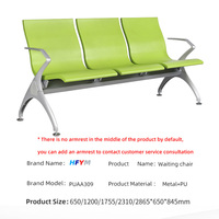 Banc d'attente moderne 3 places en fer rembourré vert, durable, pour hôpital, aéroport, bureau, clinique, meubles de salle d'attente publique
