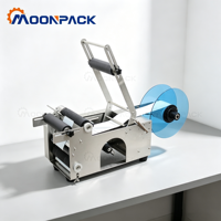 Machine d'étiquetage semi-automatique Moonpack MT-50S pour bouteilles de bière, de vin, de bonbons, de lait, d'huiles essentielles, machine d'étiquetage ronde