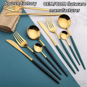 Juego de Cubiertos de Acero Inoxidable de Cuatro Piezas Dingyong con Acabado Espejo, Cuchillo Portugués, Cuchillo para Bistec Dorado, <span class=keywords><strong>Dos</strong></span> Cucharas para Cubertería Occidental - Product Image 1