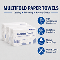 Serviettes en papier pliées en vrac, 1 pli, pour hôtel, restaurant, bureau, cuisine, salle de bain, distributeur, OEM personnalisé