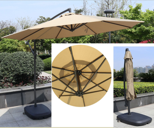 Outdoor Aluminum Handing <strong>Banana</strong> Umbrella <strong>Parasol</strong> with Crank Patio Umbrella with Base Beach Umbrella Polyester - Product Image 4