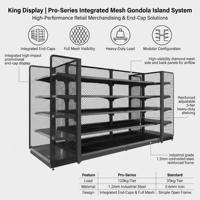 Système d'étagères modulaires tendance pour magasins de proximité, gondoles intégrées en maille avec extrémités renforcées 1,2 mm, robuste, directement de l'usine