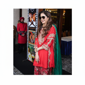 Top elegante de ropa de fiesta india y pakistaní de diseñador con fondo y conjunto Dupatta - Product Image 1
