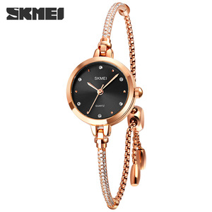 Skmei Women's Quartz Watch Rose Gold <b>Red</b> Dial Diamond <b>Bracelet</b> Watch 30M Waterproof Analog Display Model 1805 - Product Image 5