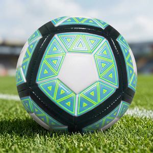 Ballon de football JNA Group noir et blanc avec motif étoilé bleu vert néon pour entraînement 0,41-0,45 kg - Product Image 6