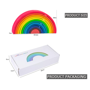 2024 Günstiger Preis Bestseller Montessori Spielzeug Regenbogen Holzklötze Holzbausteine für Kinder Stapelbarer Regenbogen aus Holz - Product Image 3