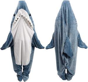Custom Women's Oversized Wearable Winter Christmas Anime Shark <strong>Snuggie</strong> Huggle Sherpa Fleece Blanket <strong>Hoodie</strong> for Women Kids Adult - Product Image 4