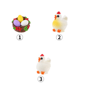 Miniature Farm Chicks Resin Ornaments White Chicken With <b>Eggs</b> Nest Garden <b>Decoration</b> Outdoor Use Simple Style - Product Image 4