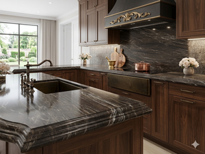 Grande dalle de marbre gris piano - Product Image 2