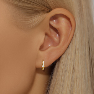 New Style Fashion Hoop Earring Gold <b>Flower</b> Green Zircon for <b>Girl</b> - Product Image 5