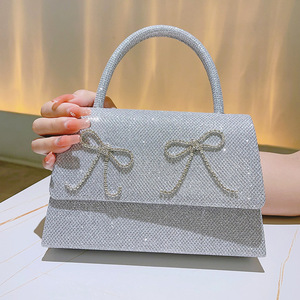 Bolso de mano de lujo para mujer, para boda, fiesta, graduación, con purpurina, brillante, con flores y pedrería, tipo clutch, para cena, noche, con solapa - Product Image 2