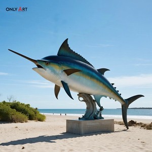 Onlyart Foundry latón fundido bronce pez vela escultura decoración pública al aire libre estatua de pez espada a la venta - Product Image 1
