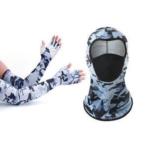 Unisex Sun Protection Face Mask With Arm Sleeves Upf 50 For Cycling Outdoor Activities Camouflage Print Set - Product Image 3