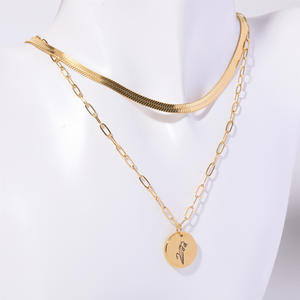 Collar con Colgante de Flor de Nacimiento de Diciembre, Doble Capa, Acero Inoxidable, Resistente al Agua, Oro de 18K, 12 Meses, Gran Venta - Product Image 5