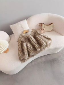 Abrigo de Piel Sintética para Niñas, Estilo Macaron, Largo, Cálido y Colorido, Venta al Por Mayor, Moda de Invierno, Manga Larga, OEM - Product Image 2