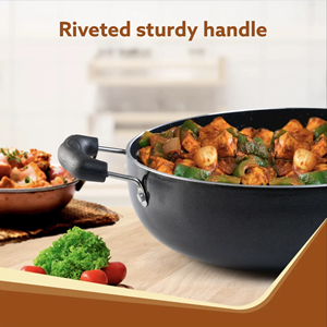 Base à induction antiadhésive Kadai avec couvercle en verre de différentes tailles Matériau métallique pour une cuisine saine - Product Image 2