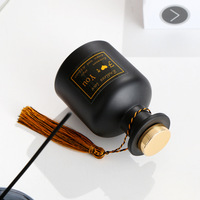 Pot vide de bouteille de diffuseur de roseau de parfum en verre noir 50ml 100ml 150ml bouteilles de diffuseur d'aromathérapie d'arôme avec des bâtons