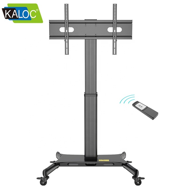 Electric TV Cart Rotate 360 Degree Mobile Electric TV Floor Stand Cart Motorized TV Bracket Lift With Wheels and Remote Control