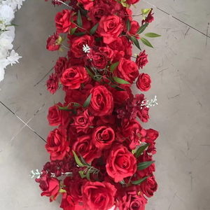 A-FR102 Vente en gros de chemin de table artificiel pour mariage, chemin de table blanc, fleurs de rose en soie - Product Image 3