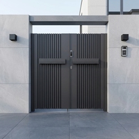 Portails doubles battants automatiques en alliage d'aluminium pour villa, avec design moderne et surface thermolaquée