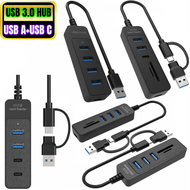 5 in 1 Type-C USB 3.0 HUB with Type C 2.0 Data Port TF and SD Card Reader Slots USB3.0 USB C Expander Adapter Docking Station