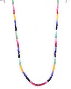 Collier de perles à facettes en saphir, émeraude, rubis, pierres précieuses