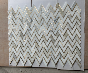 Bloc de pierres brillantes, mélange de marbre, en alliage d'aluminium or, <span class=keywords><strong>chevron</strong></span>, carreaux de mosaïque - Product Image 5