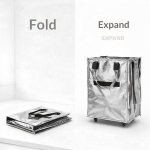 Borsa Termica Pieghevole con Ruote, Grande Capacità per la Spesa e Picnic, Portatile con Ruote e Maniglie - Product Image 3