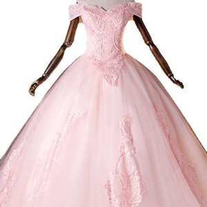 Off-Shoulder Pink Tulle Ball Gown Empire Waistline Evening Dress For Student Art Exam Performance Solo Host Party - Product Image 5