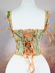 Corsé Bordado con Pintura al Óleo de Monet, Estilo Retro, con Varillas, Cintura Fruncida, Efecto Reductor de Abdomen, de Courody, Prenda Moldeadora - Product Image 6
