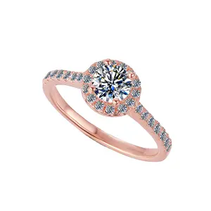 Sam Jewelry New Sterling Silver 925 18k Gold Zircon Around Diamonds Setting Rose Gold Marriage Ring