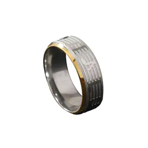 2401 zhongqi stile letterario corrosione note di pianoforte tra oro titanio acciaio acciaio anello di nicchia design in acciaio inox manufatto di gioielli a mano