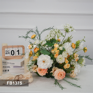 DKB Realistic Artificial Silk Flower Ball with Roses & Hydrangea White & Pink Customizable Sizes for Wedding <b>Table</b> Decorations - Product Image 3