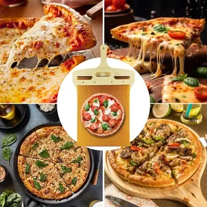 Pelle à pizza en bois antiadhésive avec manche rotatif 55x35cm, design durable pour un glissement et un retournement faciles - Product Image 4