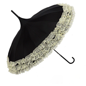 Parapluie pagode de luxe 16K, style droit, pour adultes, <span class=keywords><strong>mariage</strong></span>, longue <span class=keywords><strong>dentelle</strong></span>, poignée princesse, semi-automatique, rotation simple, polyester - Product Image 1
