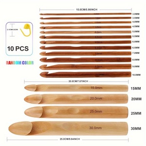 1 ensemble de 16 crochets à crochet et aiguilles à <span class=keywords><strong>tricoter</strong></span> en bois simples avec 10 marqueurs de mailles, poignées lisses et durables - Product Image 2