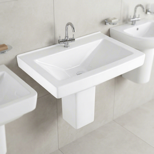 Vasque en céramique Vistaar Lotus à demi-pied pour salle de bain et cuisine, lavabo rond en porcelaine, articles sanitaires - Product Image 2