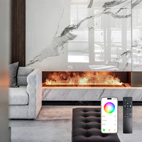 Cheminée à vapeur LED intégrée sur mesure, 64 flammes RGB, humidificateur, télécommande via application, meuble TV, décoration murale intérieure