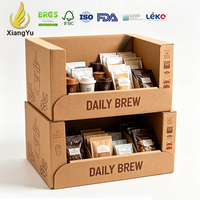 Boîtes de présentation en carton ondulé personnalisées Xiangyu, emballages de vente au détail empilables pour café, thé, en-cas et présentation sur comptoir
