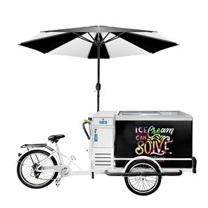 Vélo à glaces GGM Gastro en acier inoxydable - Conception à 3 roues - Auvent LED - Compartiments isolés - Pour 7 contenants de 5 litres - Utilisation en extérieur - Product Image 5
