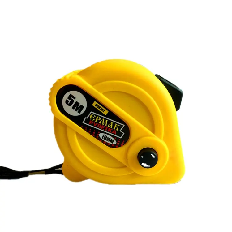 Sarı ABS kasa yüksek kalite otomatik ölçekleme rahat sap taşınabilir depolama ev metre sopa mezura