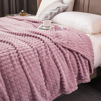 Couverture en molleton de flanelle épaisse tricotée à carreaux solides de luxe doux et chaud de haute qualité pour la maison de lit