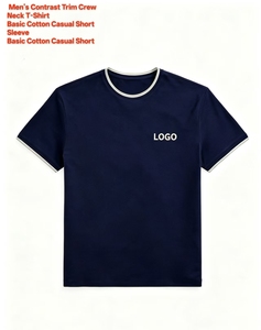 T-shirt décontracté à col rond en coton 100% (260g) brodé et tricoté uni pour hommes, avec motif, pour ODM/OEM - Product Image 2