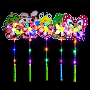 Factory direct luminous cartoon children party toys gift colorful windmill flash animal LED windmill