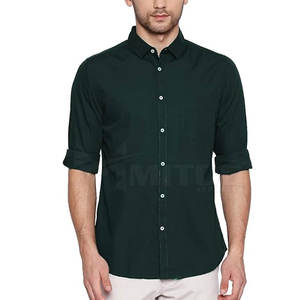 Camisas de vestir de algodón para hombre al por mayor nuevo diseño logotipo personalizado cómodo tejido transpirable patrón sólido - Product Image 1