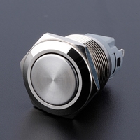 16mm Super Mini Métal Étanche Anti-Vandale Momentané Bouton Poussoir Coque Argent 1/2 "Montage 12V-24V avec 4 Broches