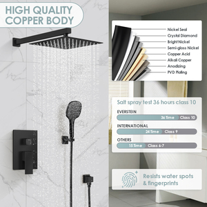 Ensemble complet de système de <span class=keywords><strong>douche</strong></span> noir mat de concepteur avec le mélangeur caché carré et la <span class=keywords><strong>double</strong></span> <span class=keywords><strong>sortie</strong></span> - Product Image 5