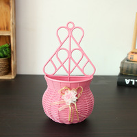 Dekorasi Rumah Bunga Kering Baru Simulasi Vas Plastik Gantung Dinding Putih/pink/hijau/kuning
