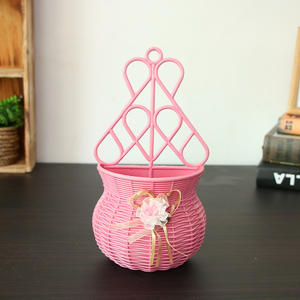 Nuovo Vaso <span class=keywords><strong>in</strong></span> <span class=keywords><strong>Plastica</strong></span> per Decorazione Domestica con Fiori Secchi Simulati <span class=keywords><strong>da</strong></span> <span class=keywords><strong>Appendere</strong></span> a Parete Bianco/Rosa/Verde/Giallo - Product Image 4